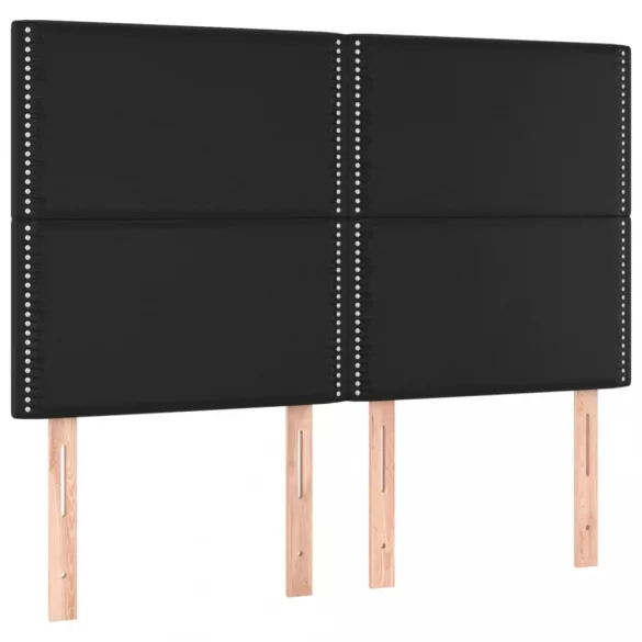 fekete műbőr rugós ágy matraccal és LED-del 140 x 190 cm