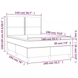 fekete műbőr rugós ágy matraccal és LED-del 140 x 190 cm