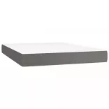 szürke műbőr rugós ágy matraccal és LED-del 140x190 cm