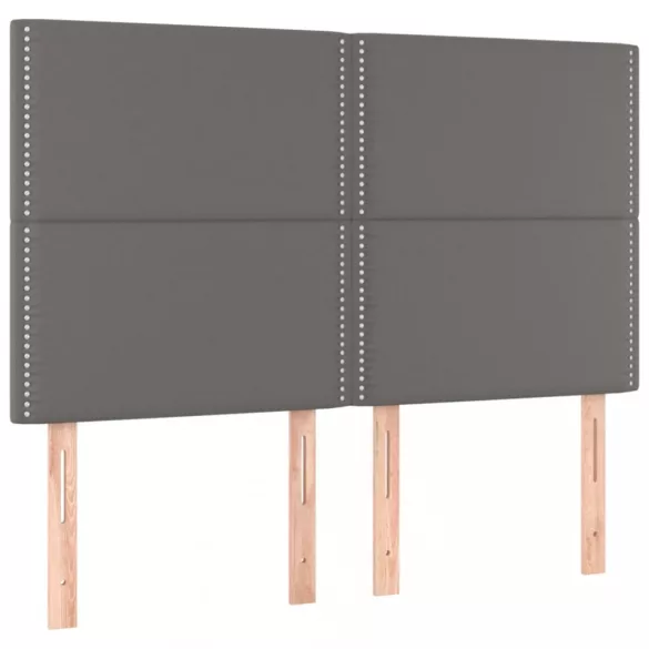 szürke műbőr rugós ágy matraccal és LED-del 140x190 cm