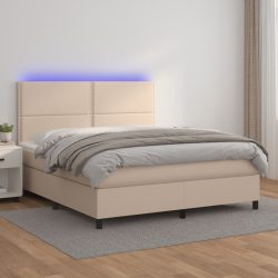   cappuccino színű műbőr rugós ágy matraccal és LED-del 160x200cm