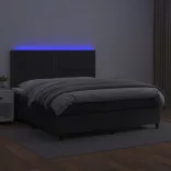fehér műbőr rugós ágy matraccal és LED-del 180x200 cm
