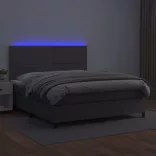 szürke műbőr rugós ágy matraccal és LED-del 180x200 cm