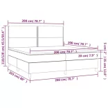 szürke műbőr rugós ágy matraccal és LED-del 200x200 cm