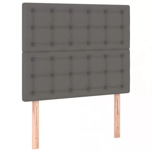 szürke műbőr rugós ágy matraccal és LED-del 80 x 200 cm
