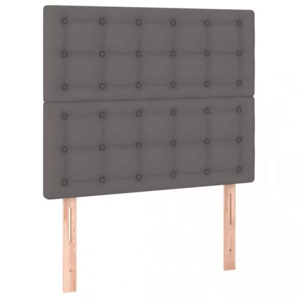 szürke műbőr rugós ágy matraccal és LED-del 90x200 cm