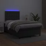 fekete műbőr rugós ágy matraccal és LED-del 120x200 cm