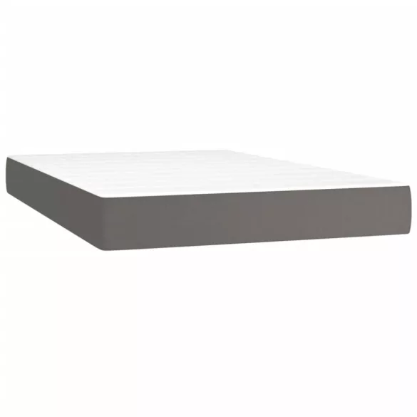 szürke műbőr rugós ágy matraccal és LED-del 120x200 cm