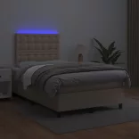 cappuccino színű műbőr rugós ágy matraccal és LED-del 120x200cm