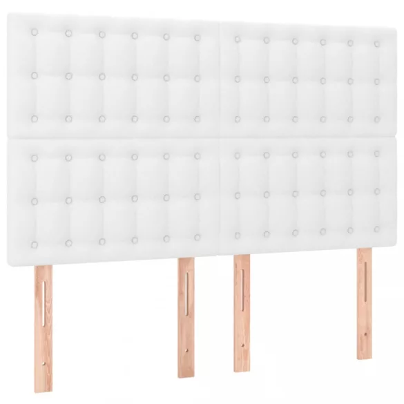 fehér műbőr rugós ágy matraccal és LED-del 140x190 cm