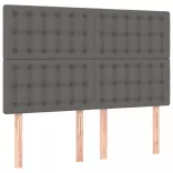 szürke műbőr rugós ágy matraccal és LED-del 140x200 cm