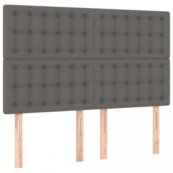 szürke műbőr rugós ágy matraccal és LED-del 140x200 cm