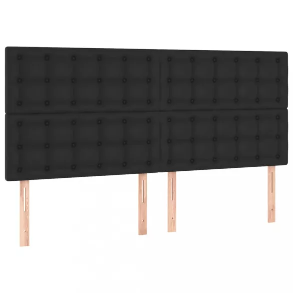 fekete műbőr rugós ágy matraccal és LED-del 160x200 cm
