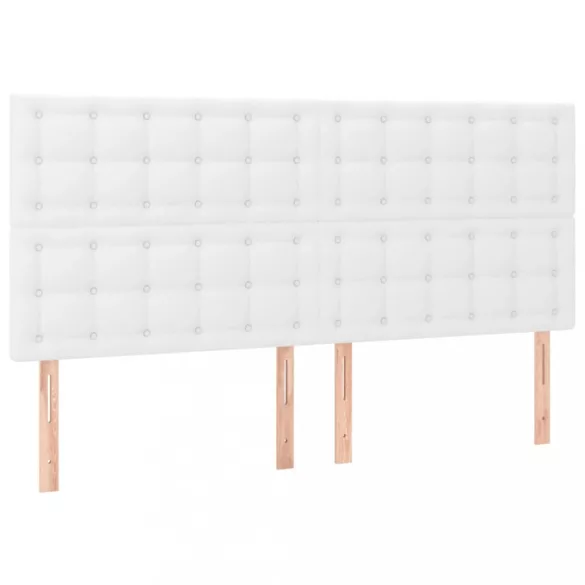 fehér műbőr rugós ágy matraccal és LED-del 160x200 cm