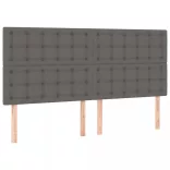 szürke műbőr rugós ágy matraccal és LED-del 160x200 cm