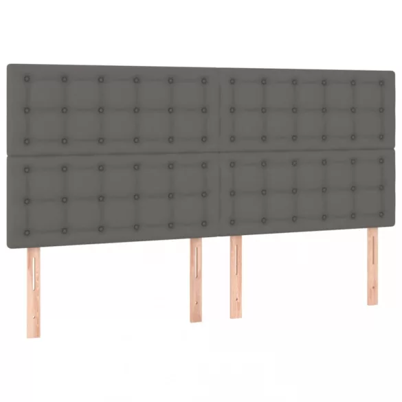szürke műbőr rugós ágy matraccal és LED-del 160x200 cm