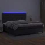 fehér műbőr rugós ágy matraccal és LED-del 200x200 cm