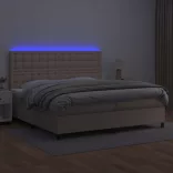 cappuccino színű műbőr rugós ágy matraccal és LED-del 200x200cm