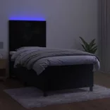 fekete bársony rugós és LED-es ágy matraccal 80 x 200 cm