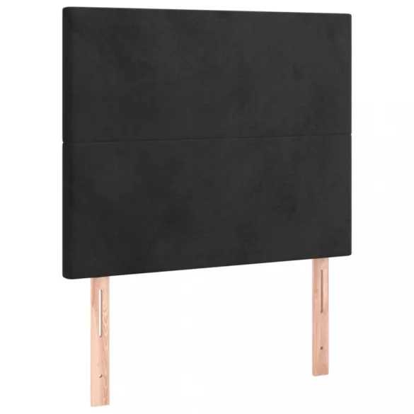 fekete bársony rugós és LED-es ágy matraccal 80 x 200 cm