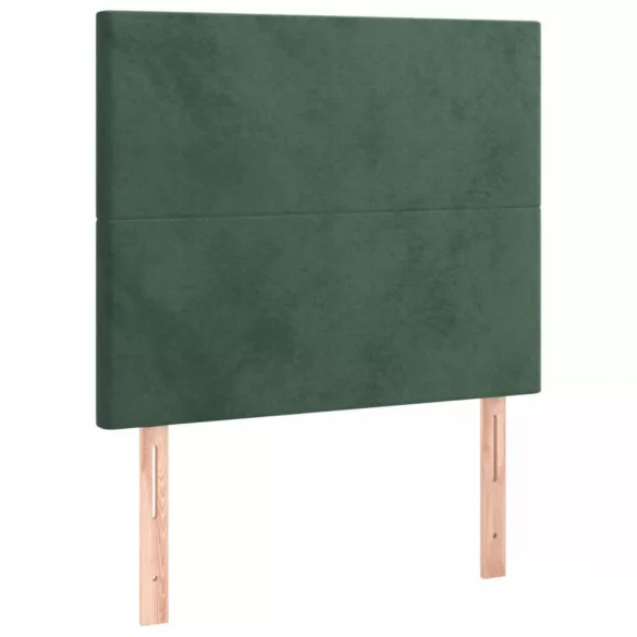 sötétzöld bársony rugós és LED-es ágy matraccal 80 x 200 cm