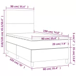 sötétzöld bársony rugós és LED-es ágy matraccal 90x190 cm