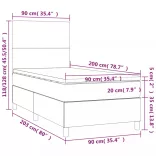 fekete bársony rugós és LED-es ágy matraccal 90x200 cm