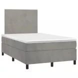 világosszürke bársony rugós és LED-es ágy matraccal 120x200 cm