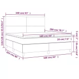 sötétzöld bársony rugós és LED-es ágy matraccal 160x200 cm
