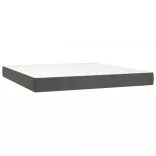 sötétszürke bársony rugós és LED-es ágy matraccal 180x200 cm