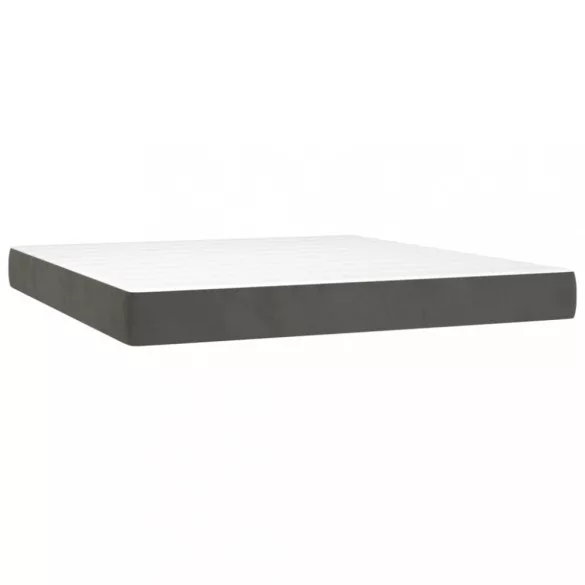 sötétszürke bársony rugós és LED-es ágy matraccal 180x200 cm