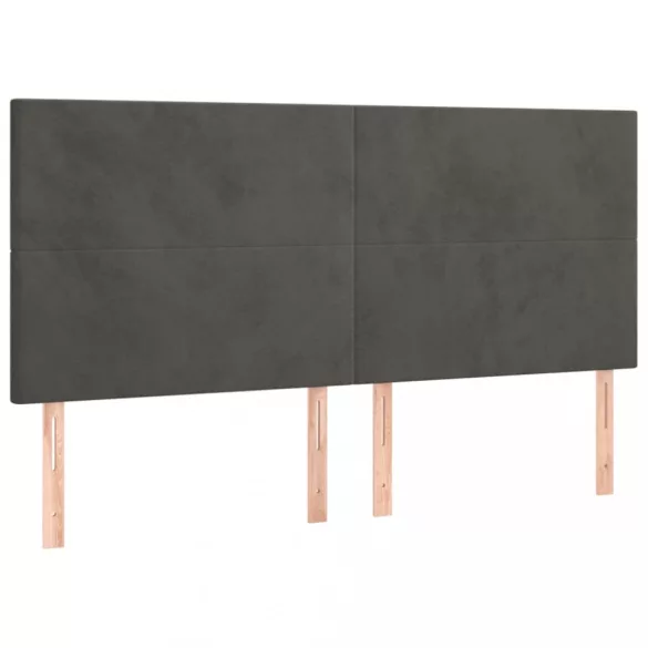 sötétszürke bársony rugós és LED-es ágy matraccal 180x200 cm