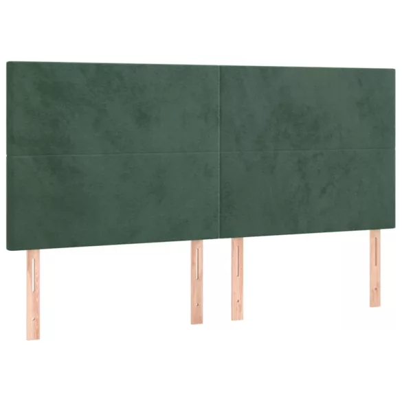 sötétzöld bársony rugós és LED-es ágy matraccal 180x200 cm