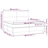 sötétzöld bársony rugós és LED-es ágy matraccal 200x200 cm
