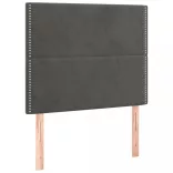 sötétszürke bársony rugós és LED-es ágy matraccal 90x190 cm