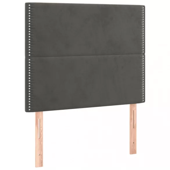 sötétszürke bársony rugós és LED-es ágy matraccal 90x190 cm