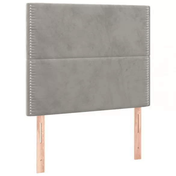 világosszürke bársony rugós és LED-es ágy matraccal 100x200 cm