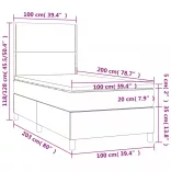 sötétzöld bársony rugós és LED-es ágy matraccal 100x200 cm