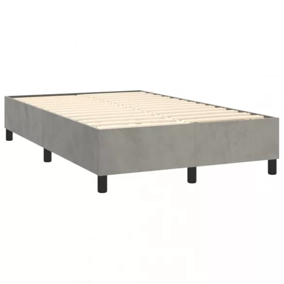 világosszürke bársony rugós és LED-es ágy matraccal 120x200 cm