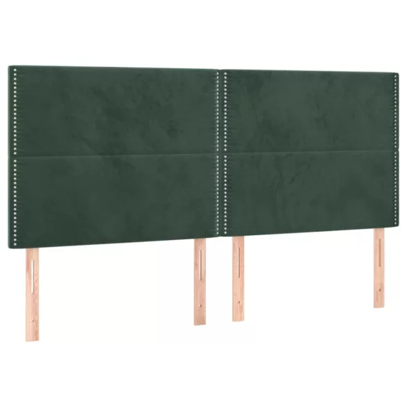sötétzöld bársony rugós és LED-es ágy matraccal 180x200 cm