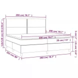 világosszürke bársony rugós és LED-es ágy matraccal 200x200 cm