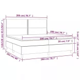 fekete bársony rugós és LED-es ágy matraccal 200x200 cm