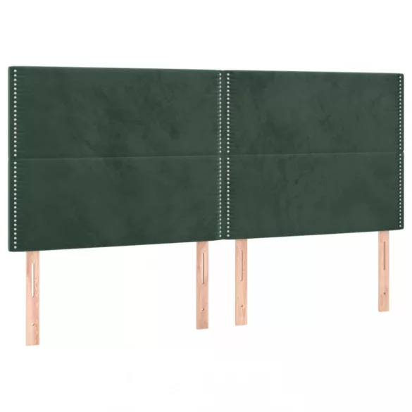 sötétzöld bársony rugós és LED-es ágy matraccal 200x200 cm