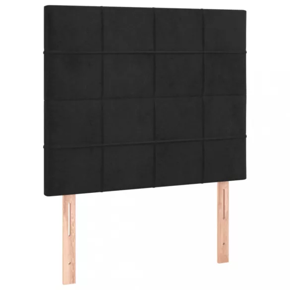 fekete bársony rugós és LED-es ágy matraccal 80 x 200 cm