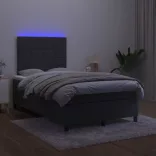 fekete bársony rugós és LED-es ágy matraccal 120x200 cm