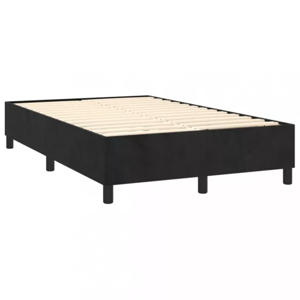 fekete bársony rugós és LED-es ágy matraccal 120x200 cm