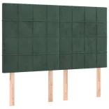 sötétzöld bársony rugós és LED-es ágy matraccal 140x200 cm