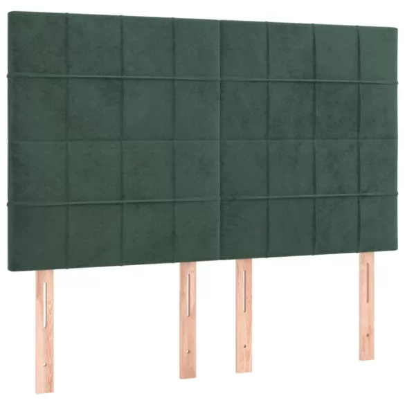 sötétzöld bársony rugós és LED-es ágy matraccal 140x200 cm