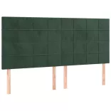 sötétzöld bársony rugós és LED-es ágy matraccal 160x200 cm