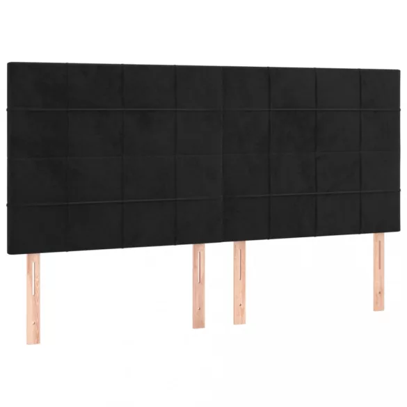fekete bársony rugós és LED-es ágy matraccal 180x200 cm